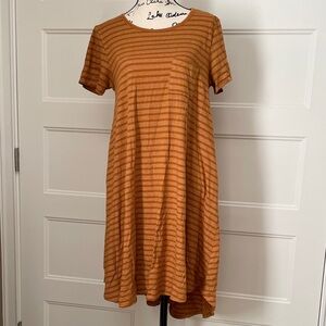 LuLaRoe Burnt Orange Striped Midi Dress size small